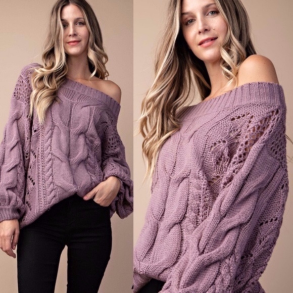 Bellanblue Sweaters - AUTUMN Cable Knit Sweater- LIGHT PURPLE